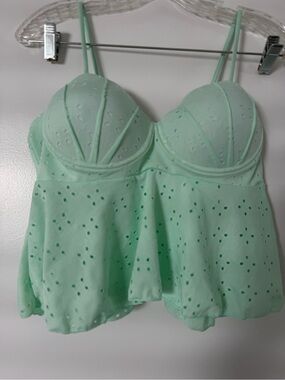 Mint Eyelet Babydoll Camisole with Molded Cups Swimsuit .